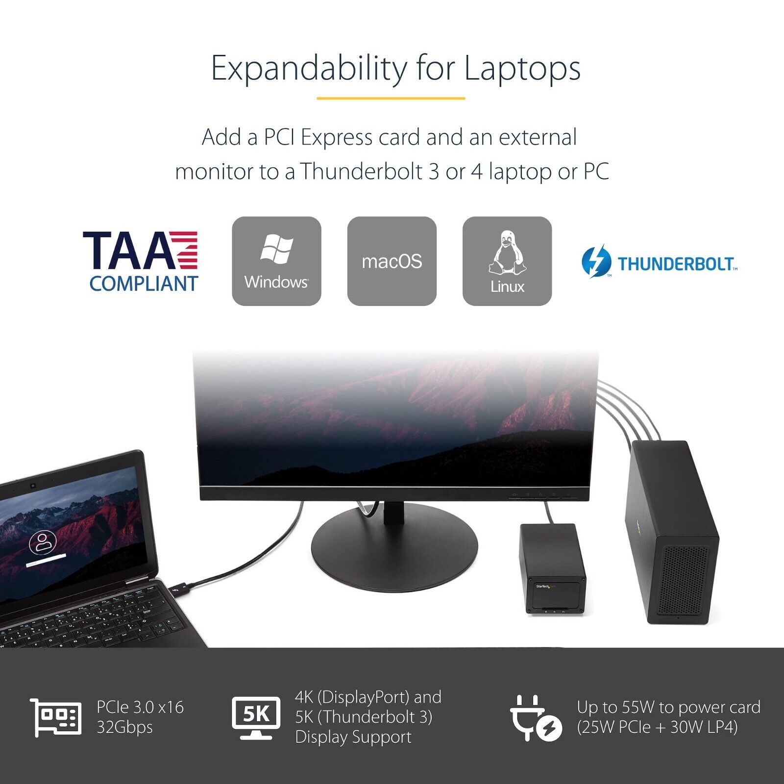 StarTech TB31PCIeX16 Thunderbolt 3 PCIe x16 1 DisplayPort Expansion Enclosure