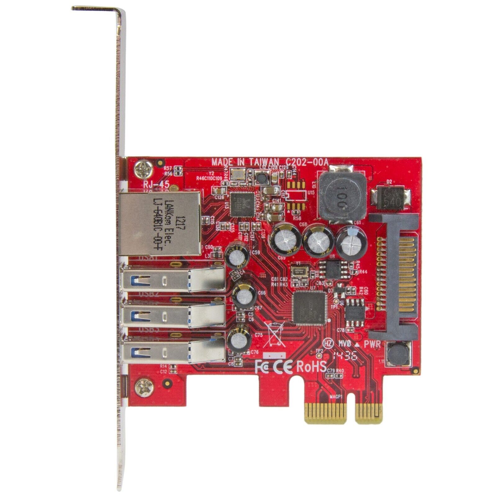 StarTech PEXUSB3S3GE 3 Port USB 3.0 Gigabit Ethernet PCIe Adapter Card Low Prof
