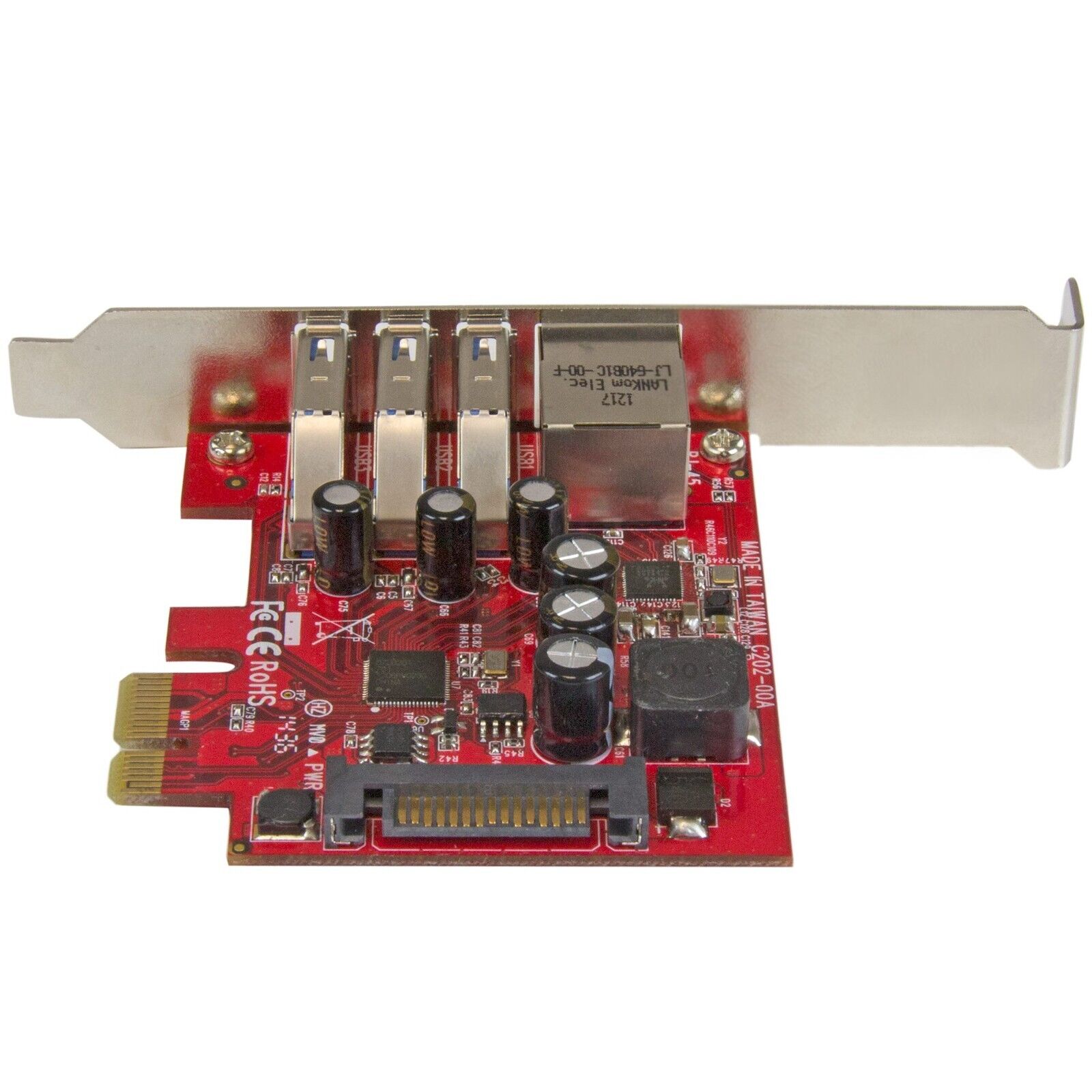 StarTech PEXUSB3S3GE 3 Port USB 3.0 Gigabit Ethernet PCIe Adapter Card Low Prof