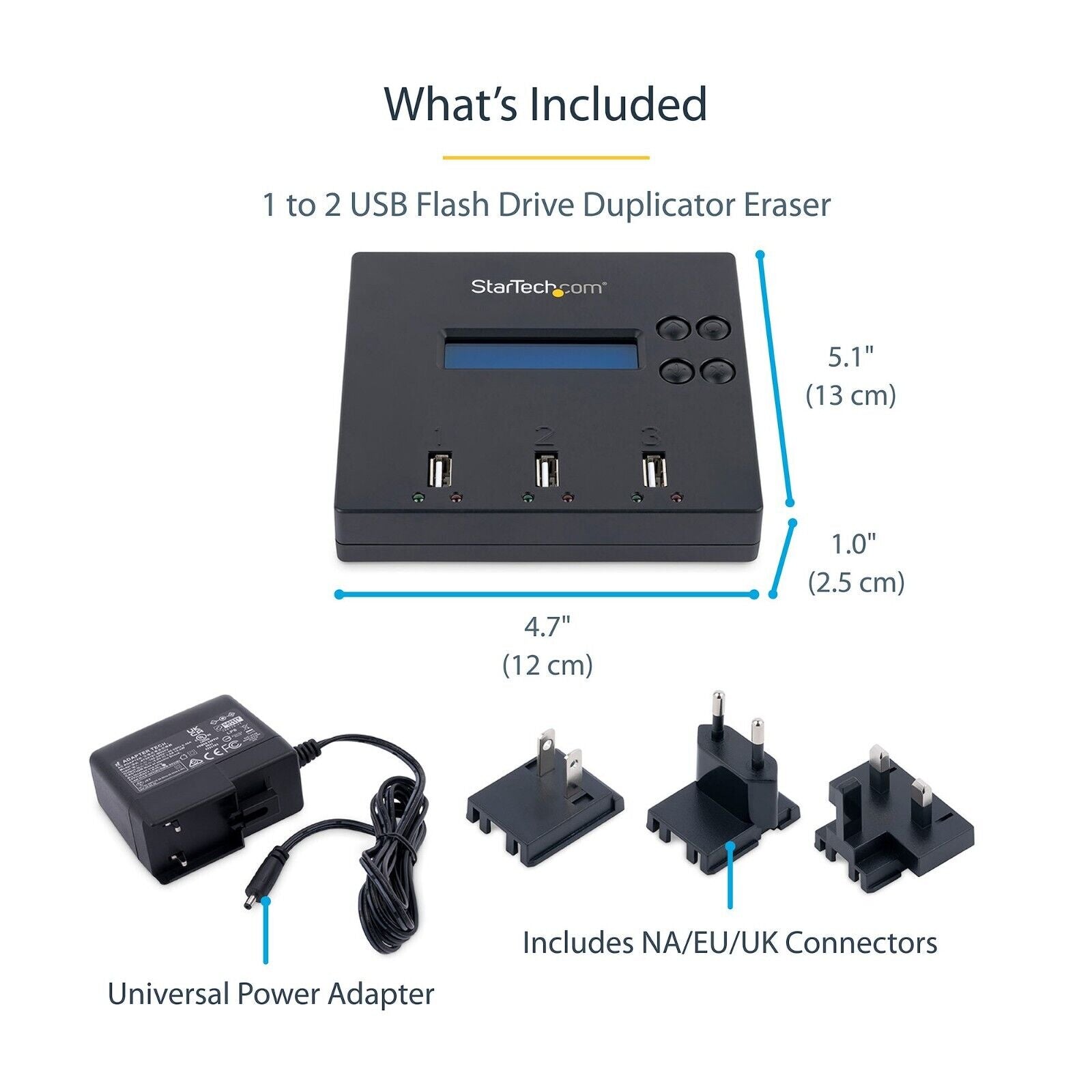 StarTech USBDUP12 1 to 2 Standalone USB Duplicator Eraser Flash Thumb Drive BLK