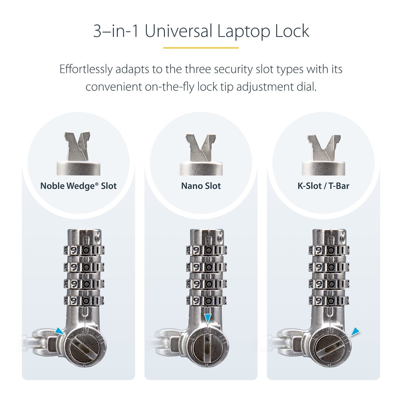 StarTech UNIVC4D-LAPTOP-LOCK 6Ft (2M) Universal Laptop Comb Security Lock Cable