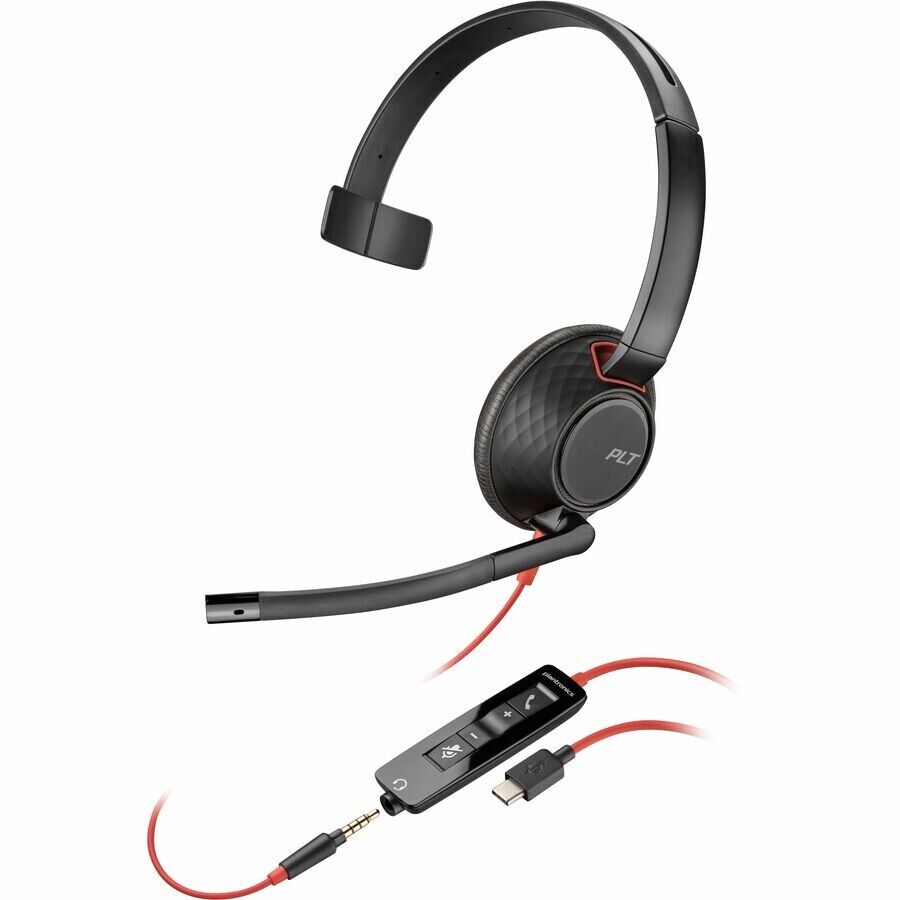 HP Poly 8X230AA Blackwire 5210 Monaural USB-C Headset + 3.5mm Plug + USB-C/A