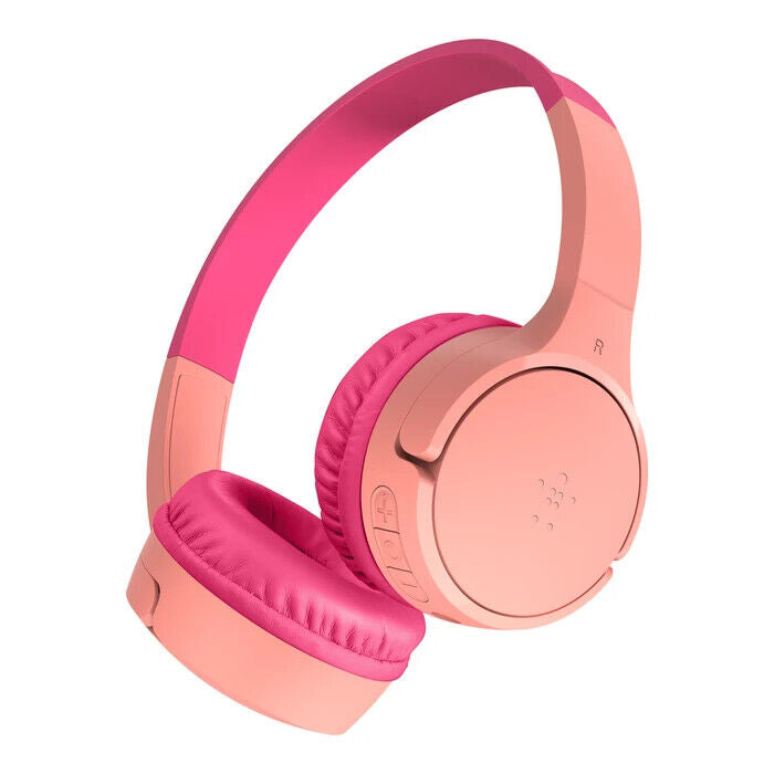 Belkin AUD002BTPKV3 SoundForm Mini 3.5mm USB Wireless on-Ear Kids Headphone Pink