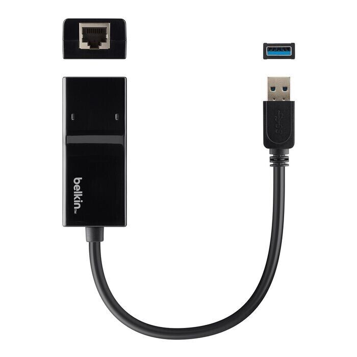 Belkin B2B048 5" USB 3.0 to Gigabit Ethernet RJ45 Adapter Blac