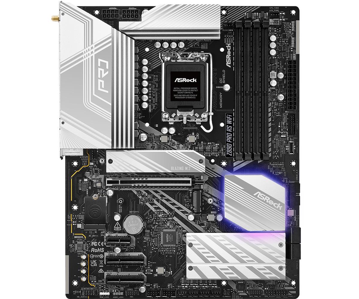 ASRock Z890 PRO RS WIFI MB Intel Core LGA1851 DDR5 2.5 LAN HDMI DP M.2 RAID ATX