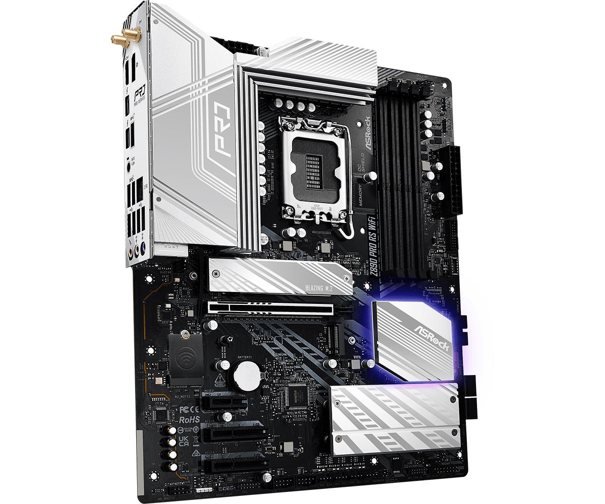 ASRock Z890 PRO RS WIFI MB Intel Core LGA1851 DDR5 2.5 LAN HDMI DP M.2 RAID ATX