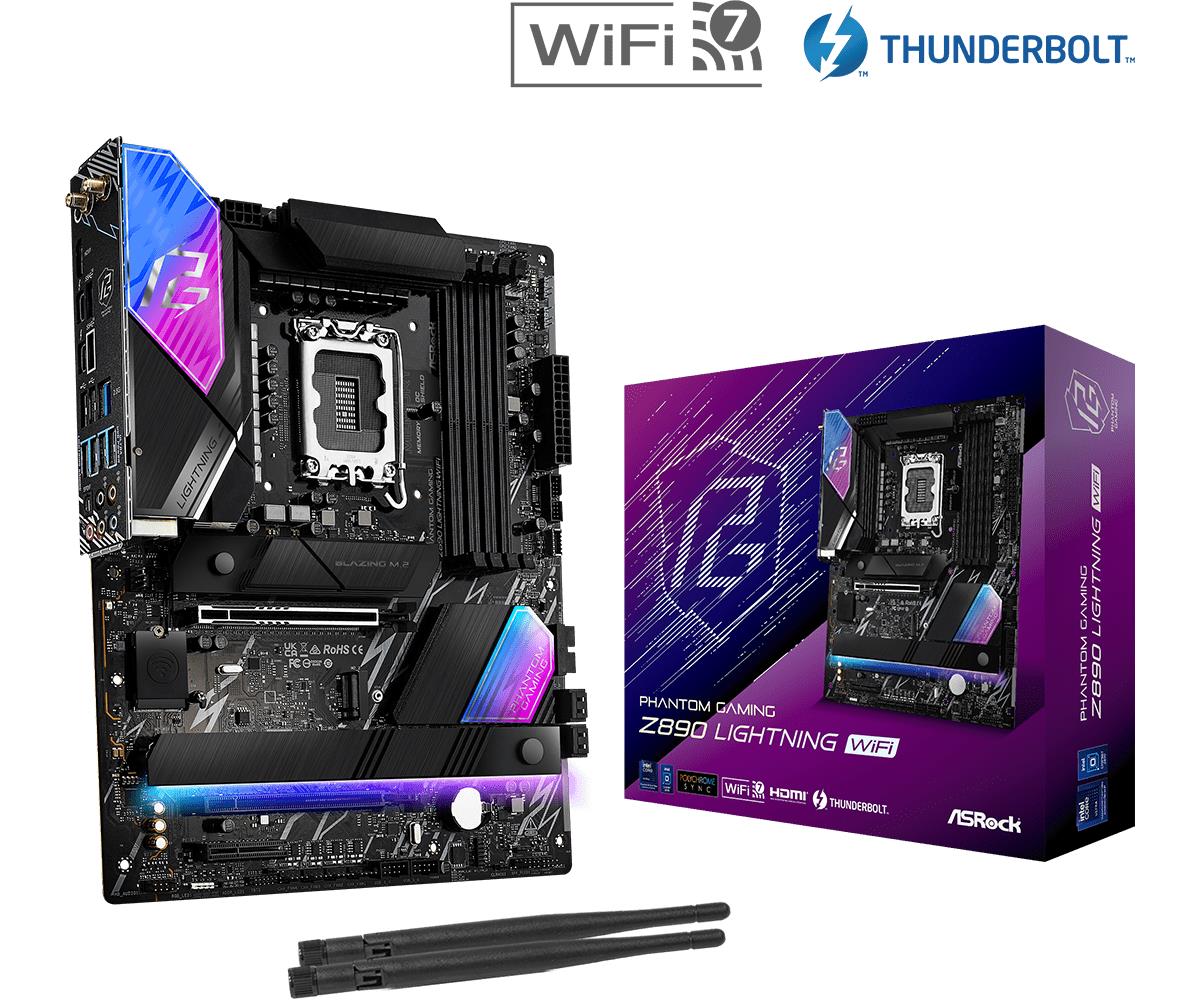 ASRock Z890 LIGHTNING WIFI MB Z890 Intel Core LGA1851 DDR5 2.5 LAN HDMI RAID ATX
