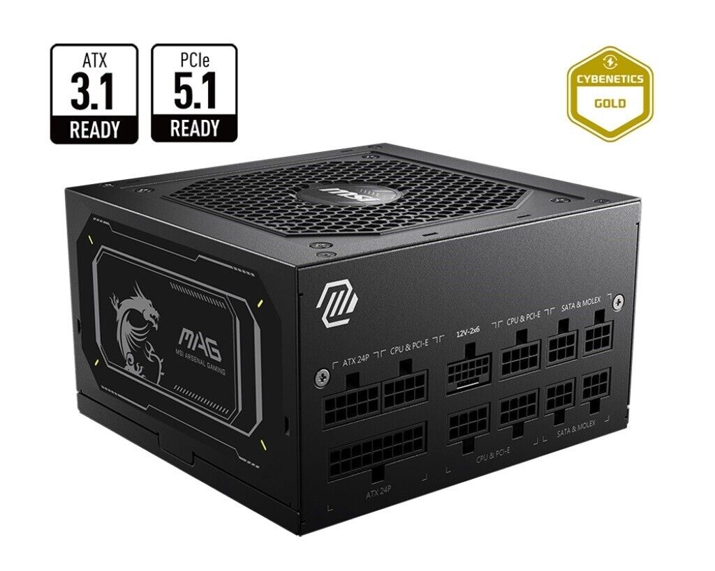 MSI MAGA750GLPCIE5II 80 Plus Gold 750W PCIE5 II ATX3.1 SATA Modular Power Supply