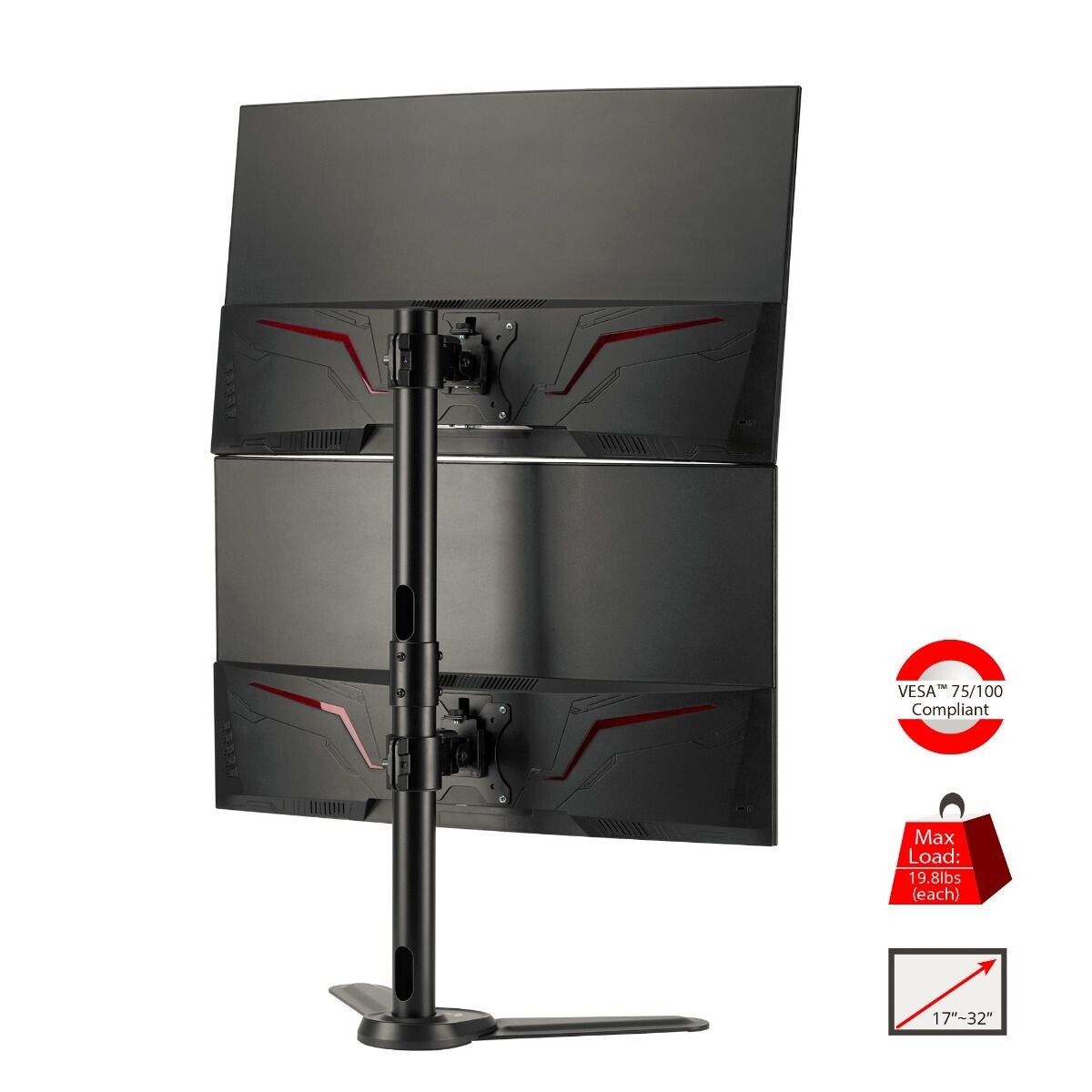 SIIG CE-MT3F11-S1 Freestanding Adjusting Vertical Dual Monitor Stand 17" to 32"
