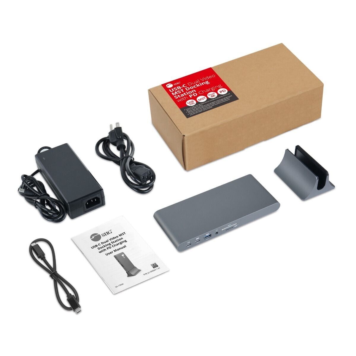 SIIG JU-DK0N11-S1 USB-C Dual Video MST Docking Station w 60W PD Charging RJ45 SD
