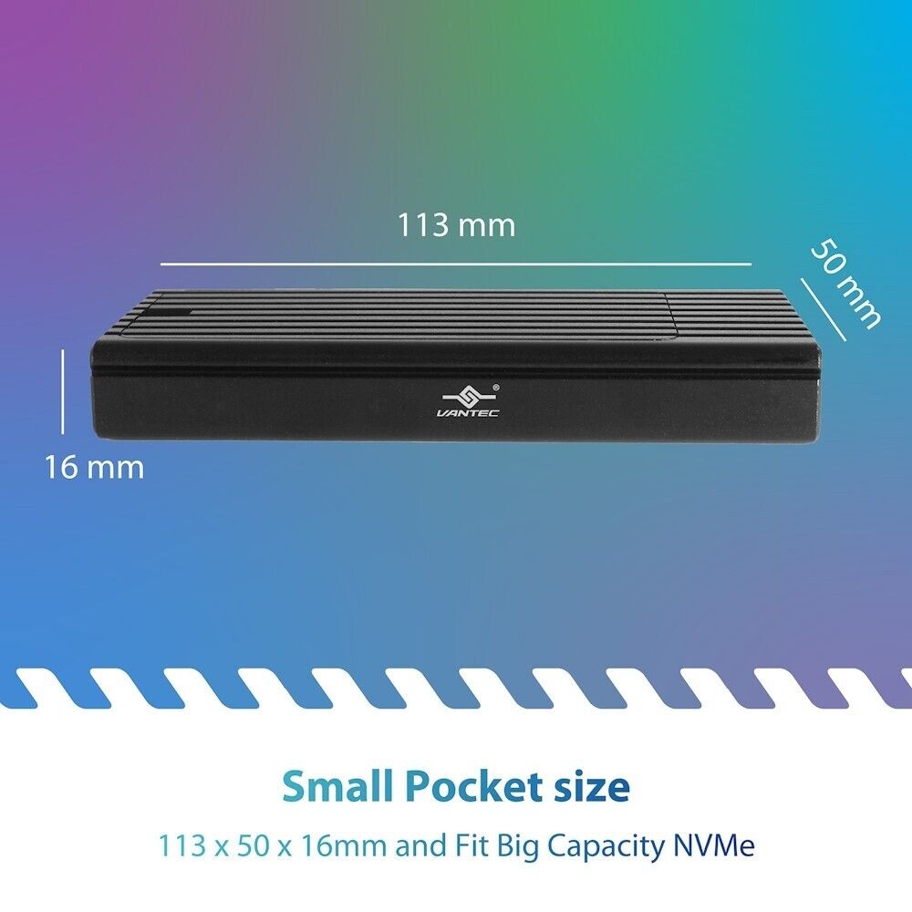 Vantec NST-230C3-BK NexStar SX M.2 NVMe SSD to USB 3.2 Type C Black Enclosure