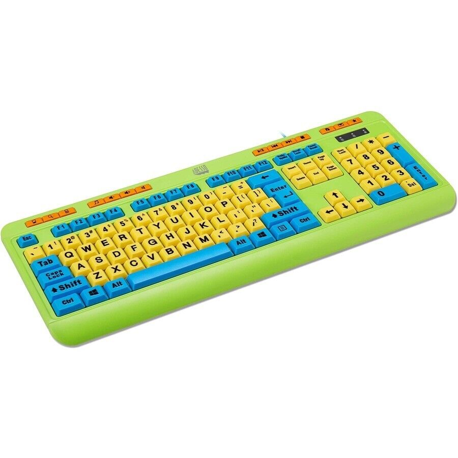 Adesso AKB-132DB 104-Key KIDS Keyboard Mouse USB Combo AntiMicrobial Fluorescent