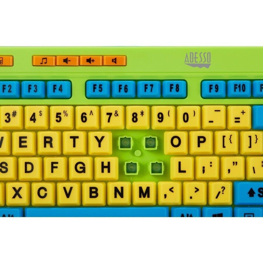 Adesso AKB-132DB 104-Key KIDS Keyboard Mouse USB Combo AntiMicrobial Fluorescent