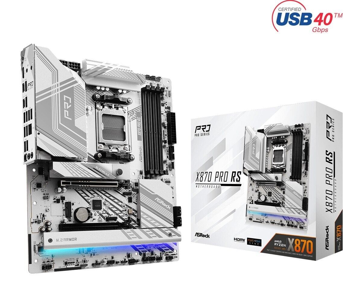 ASRock X870 PRO RS Socket AM5/AMD X870/ DDR5/ SATA3/ USB 4/ M.2/ ATX Motherboard
