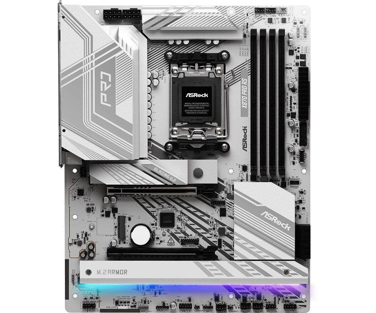 ASRock X870 PRO RS Socket AM5/AMD X870/ DDR5/ SATA3/ USB 4/ M.2/ ATX Motherboard