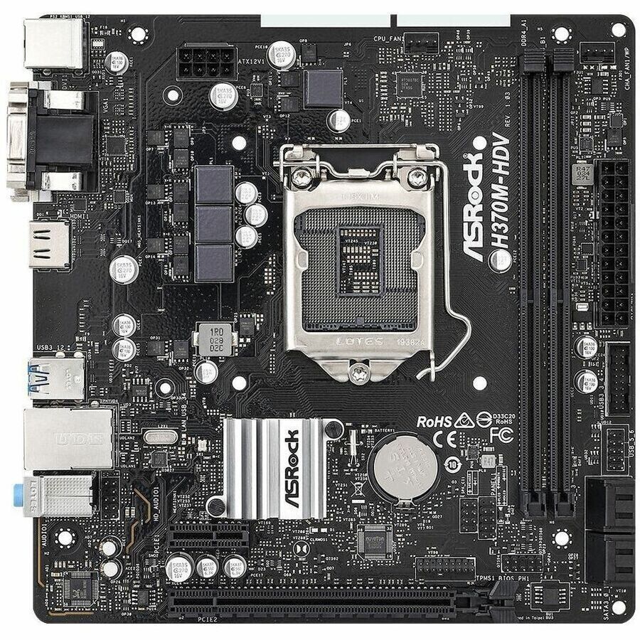 ASRock H370M-HDV Desktop Motherboard - Intel H370 Chipset - Socket H4 LGA-1151