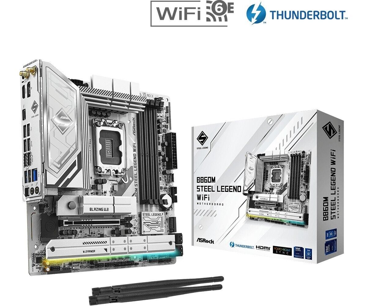 ASRock B860M STEEL LEGEND WIFI 6E Intel B860 LGA1851 Intel Core Ultra Processors