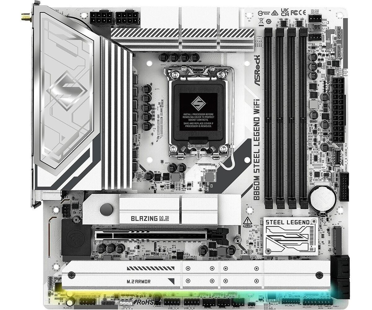 ASRock B860M STEEL LEGEND WIFI 6E Intel B860 LGA1851 Intel Core Ultra Processors