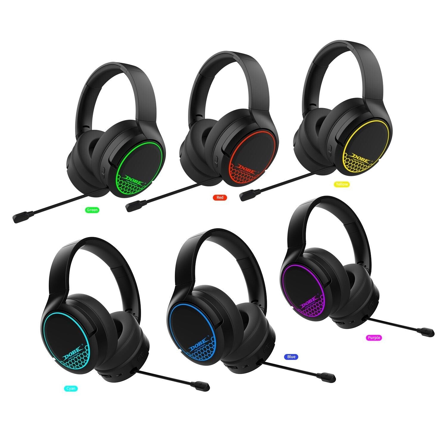 DOBE TP5-35110 RGB Gaming Wireless Headset Bluetooth/2.4G Dual Mode For PS5/PS4/