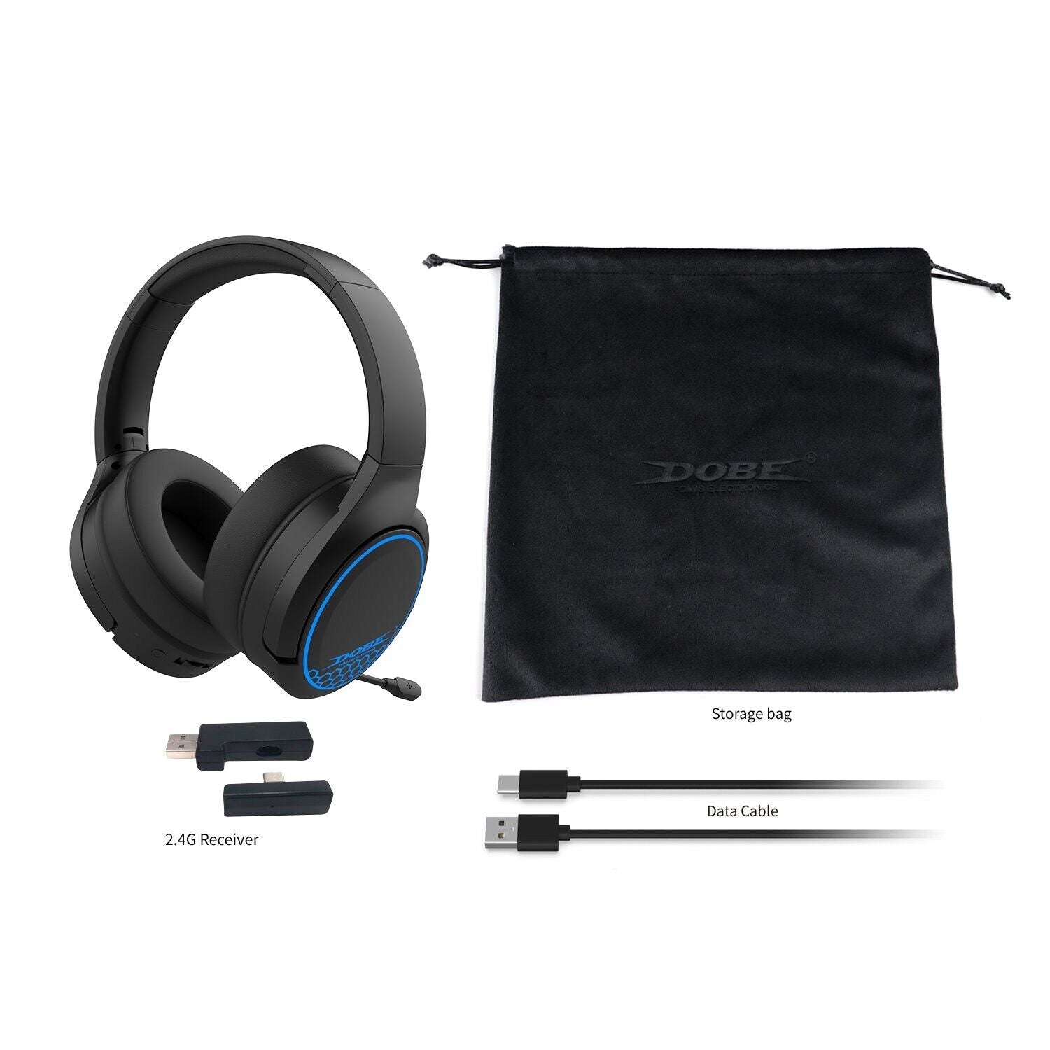 DOBE TP5-35110 RGB Gaming Wireless Headset Bluetooth/2.4G Dual Mode For PS5/PS4/