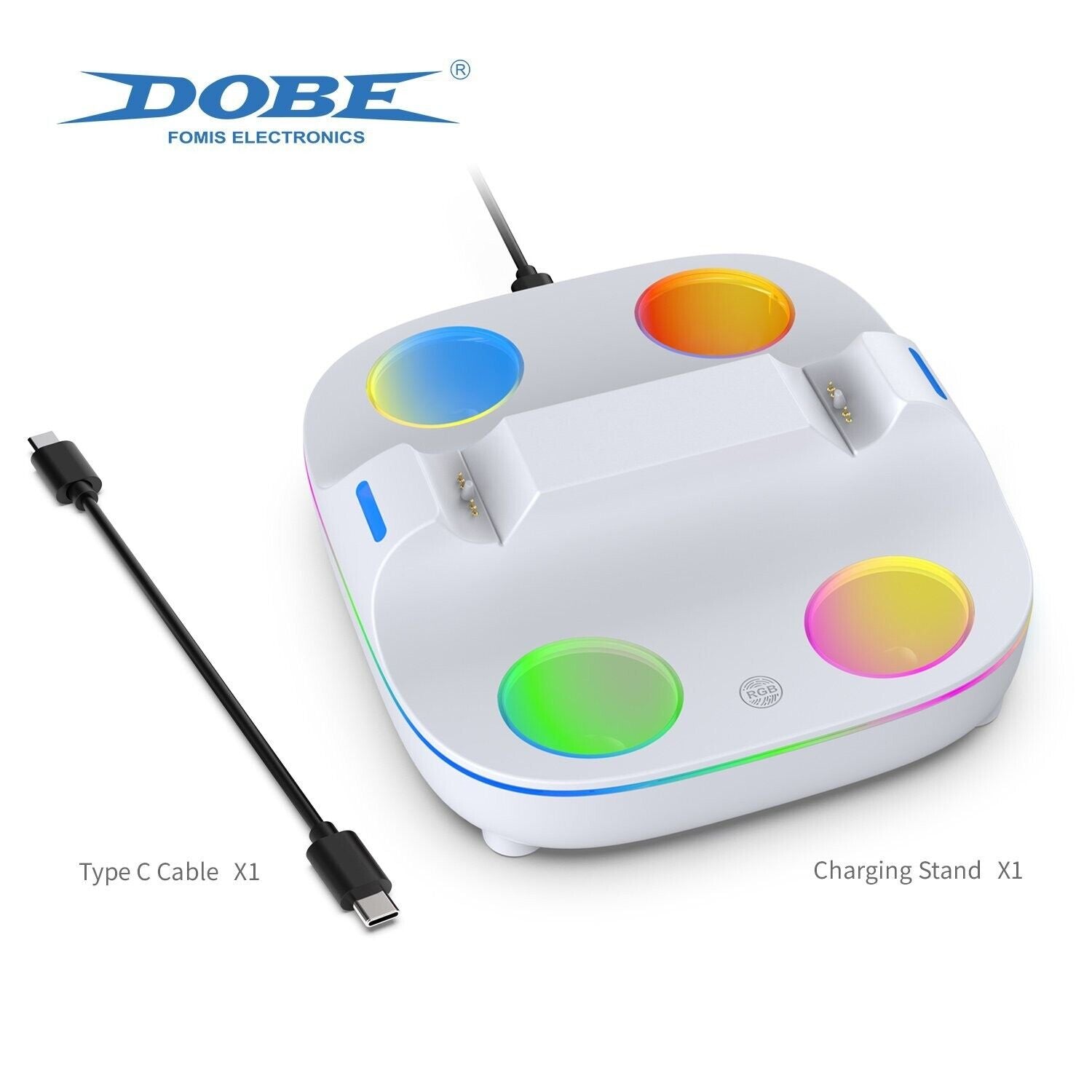 DOBE TP5-35115 WHITE Multi-functional PS5 Charging Dock combined w/ RGB ambient