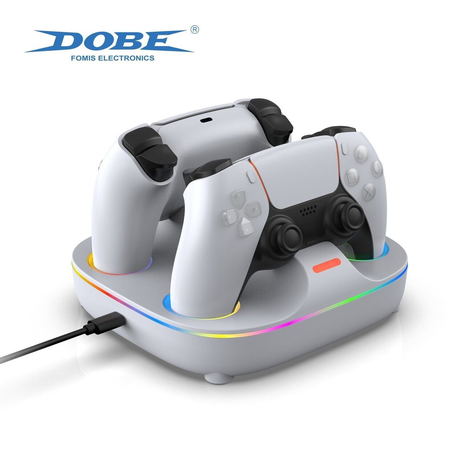DOBE TP5-35115 WHITE Multi-functional PS5 Charging Dock combined w/ RGB ambient