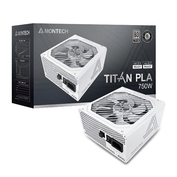 Montech TITANPLA750WW TITAN PLA 750W High-End ATX Gaming Power Supply - 80 Plus
