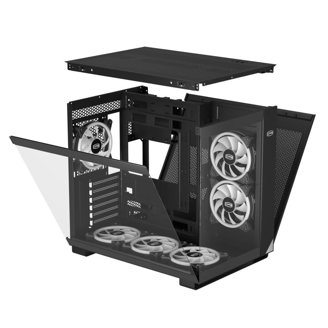 PCCOOLER C3T500 ARGB BK CPS PC Case, Dual-Chamber Mid-Tower ATX Case, Desktop