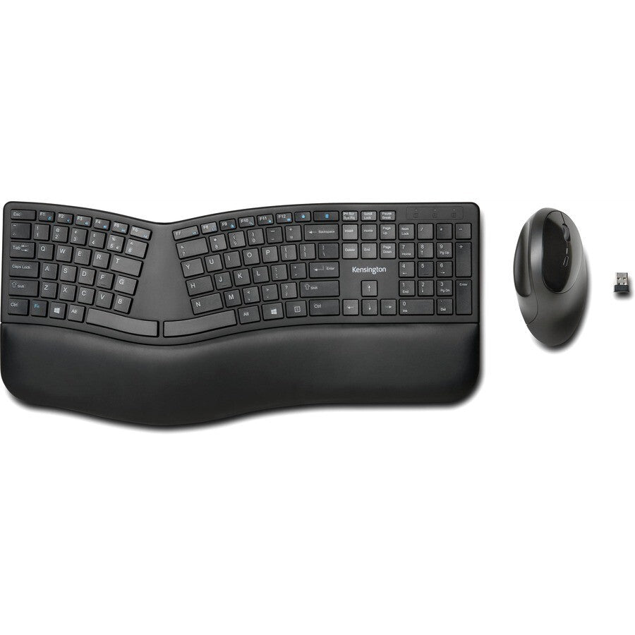 Kensington K75406US Pro Fit Ergo Wireless Keyboard Mouse BT RF USB Windows Mac