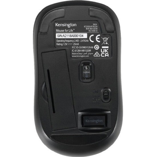 Kensington K72392WWA Wireless Mouse USB RF Optical 3 Buttons Scroll Wheel Black