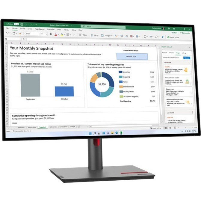Lenovo 63A1ZAR1US ThinkVision P27h-30 27" WQHD Monitor 16:9 2560x1440 HDI- DP
