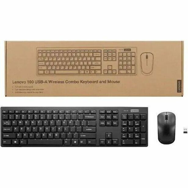 Lenovo GX31K80998 100 Wireless Keyboard Mouse Combo USB-A RF Optical 1600DPI PC