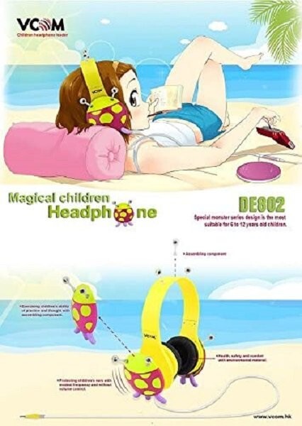 VCOM DE802-Y Wired 3.5mm On-Ear Children Headphone