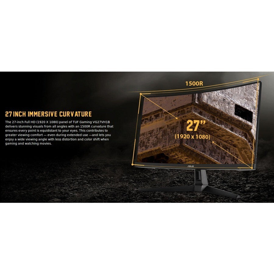 Asus VG27VH1B 27" Class Full HD Curved Screen Gaming LCD Monitor - 16:9 - Black