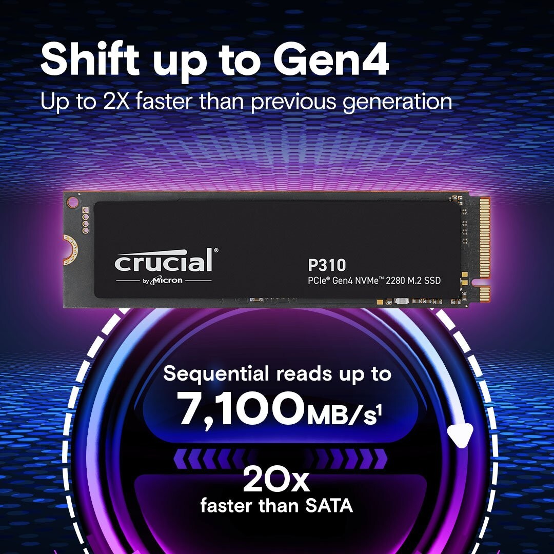 Crucial CT4000P310SSD8 P310 4TB PCIe Gen4 NVMe 2280 M.2 Solid State Drive