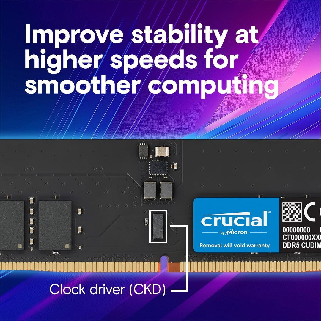 Crucial CT32G64C52CU5 32GB DDR5-6400 CUDIMM Memory - CASLatency: 52