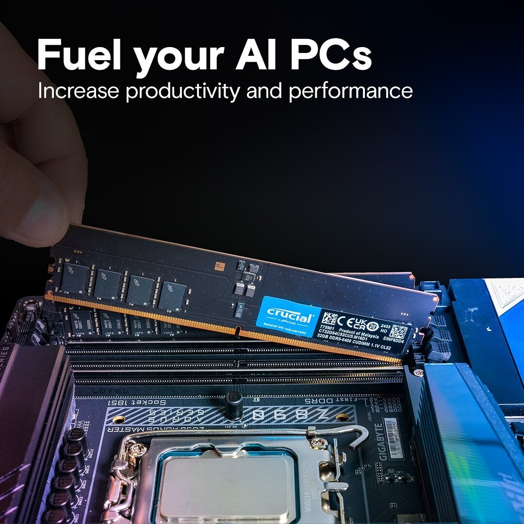 Crucial CT32G64C52CU5 32GB DDR5-6400 CUDIMM Memory - CASLatency: 52