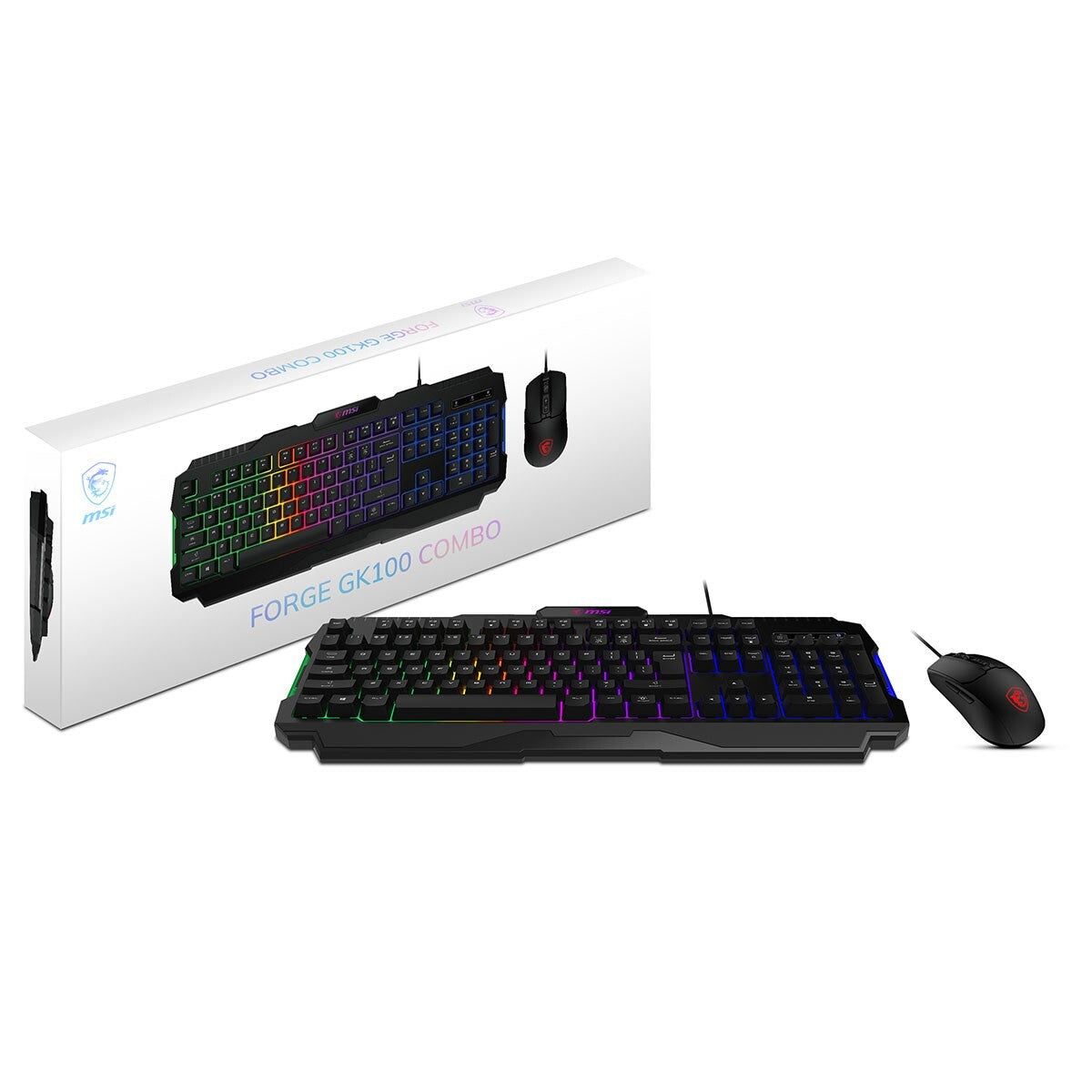 MSI FORGEGK100C GK100 Keyboard Mouse Combo 3 Color Light 7 Buttons Black LED RGB
