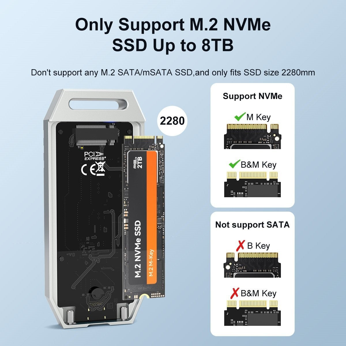 MAIWO K1695 SLIVER Tool Free USB4.0 40Gbps to NVMe SSD Enclosure