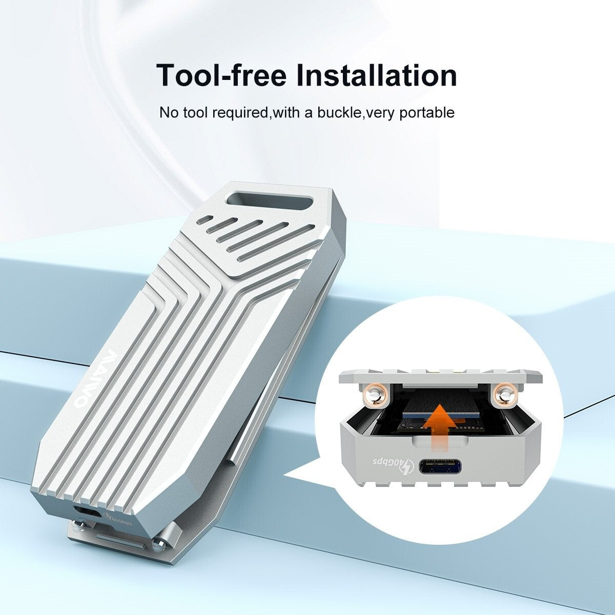MAIWO K1695 SLIVER Tool Free USB4.0 40Gbps to NVMe SSD Enclosure