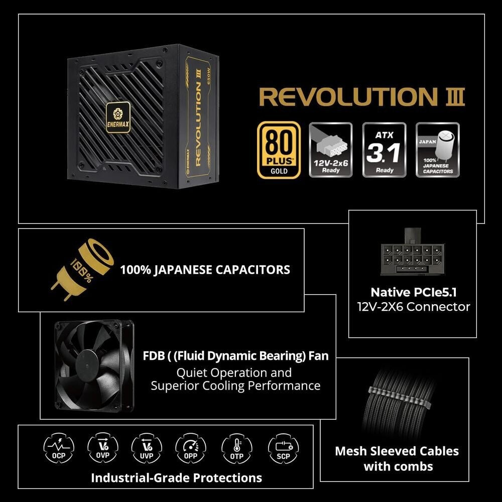 Enermax EP-RV3-850G-FR REVOLUTION III 850W / 80 PLUS Gold / ATX 3.1 Power Supply