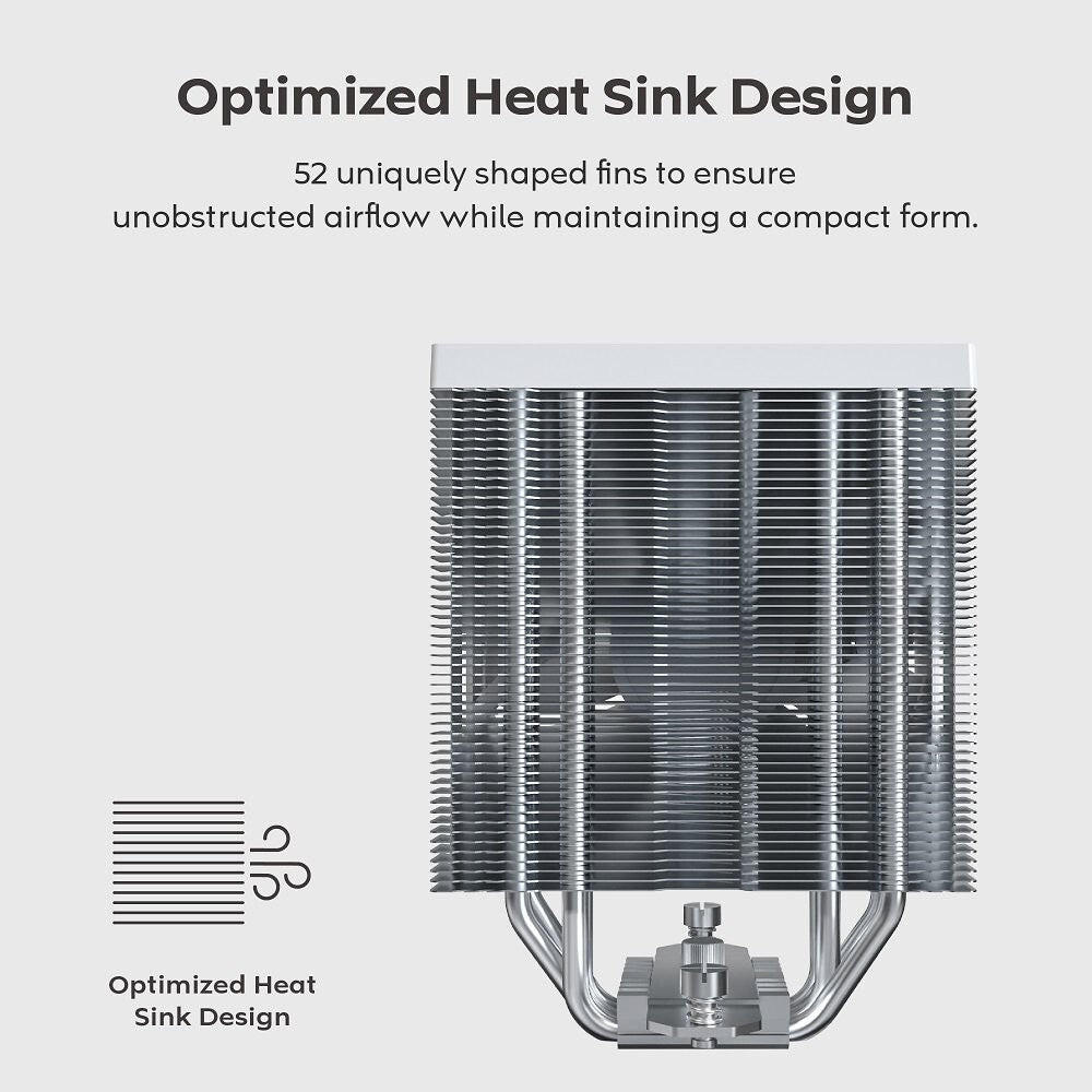 MONTECH NX400W NX400 CPU Air Cooler, Single Tower, 4 Advanced Heat Pipes, 52-fin