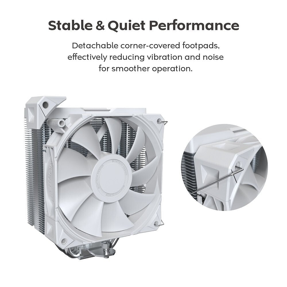 MONTECH NX400W NX400 CPU Air Cooler, Single Tower, 4 Advanced Heat Pipes, 52-fin
