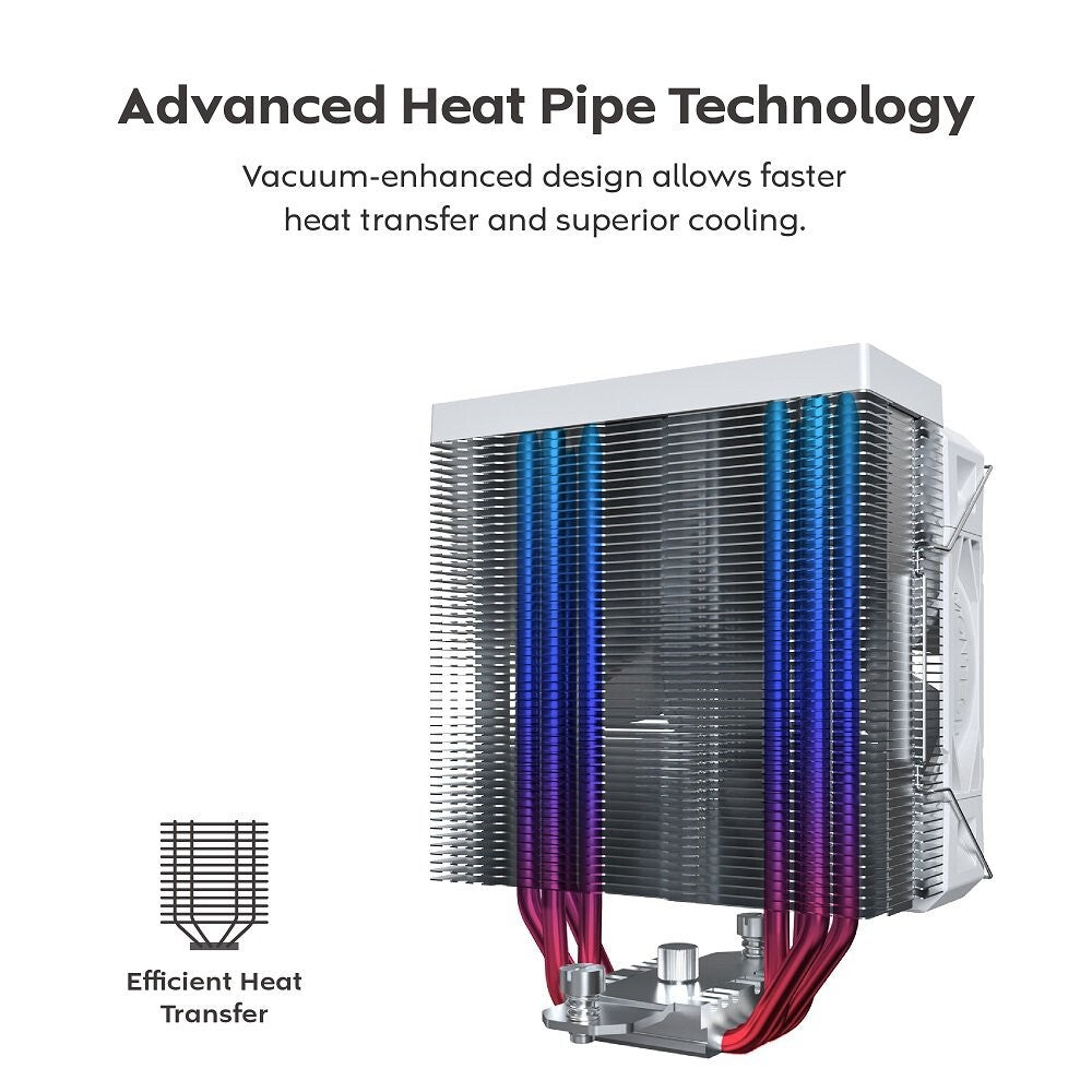 MONTECH NX400W NX400 CPU Air Cooler, Single Tower, 4 Advanced Heat Pipes, 52-fin
