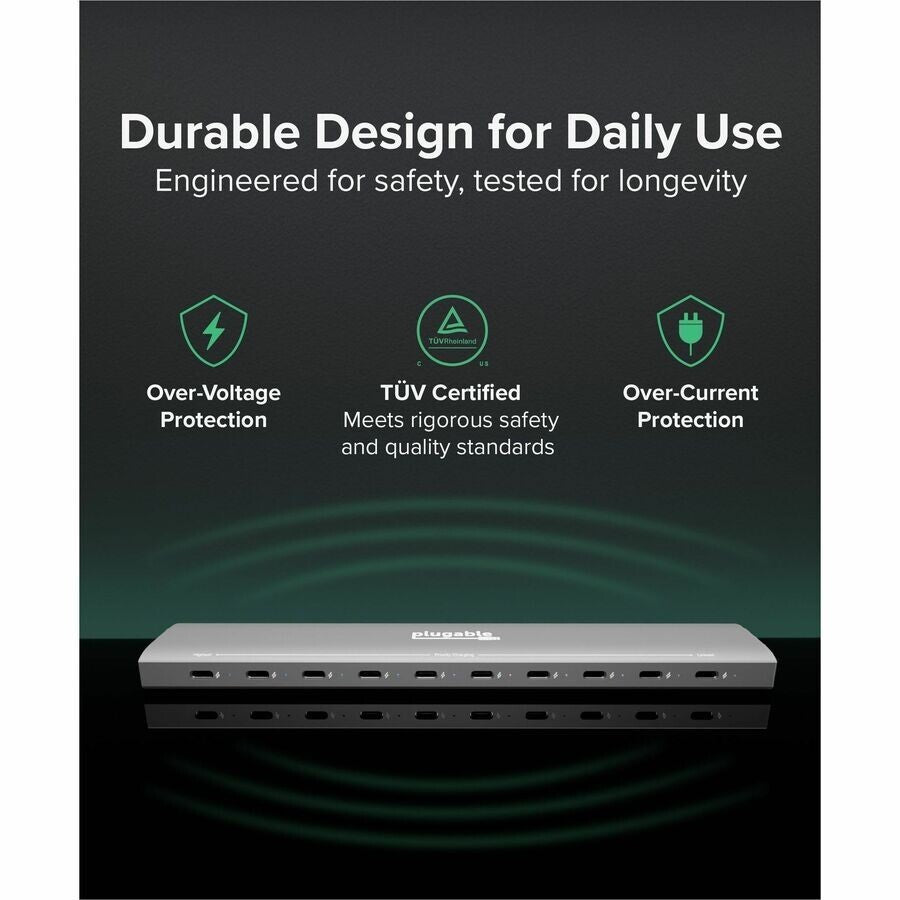 Plugable PS-10CC 10 Port USB-C 100W Charging Station Priority Charging Ports