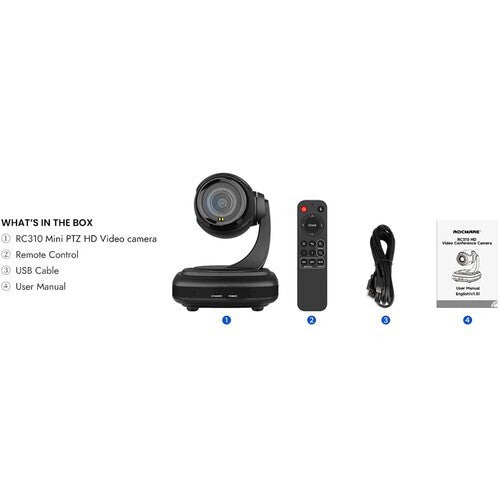 Rocware 684514110723 RC310 Video Conferencing Camera HD 1920x1080 USB-C 2.1MP