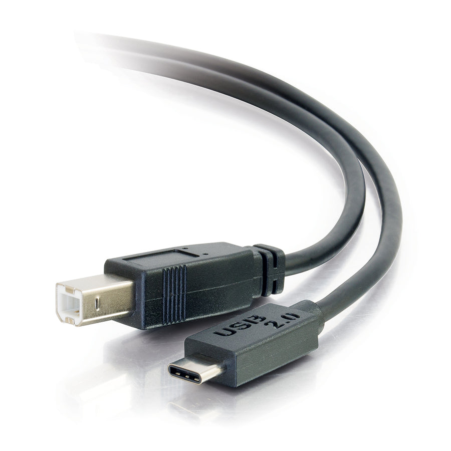CablesToGo 28859 6ft USB 2.0 USB-C to USB-B Cable M/M - Black