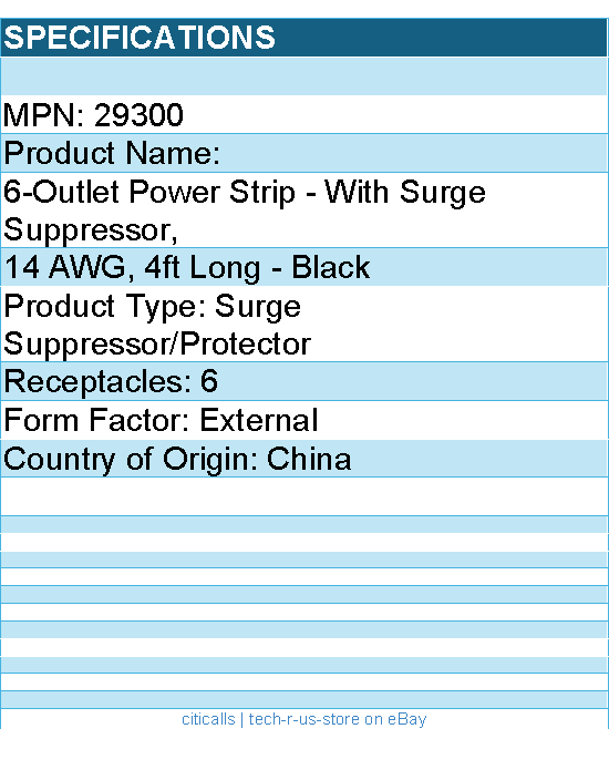 C2G 29300 6-Outlet Power Strip with Surge Suppressor - Black