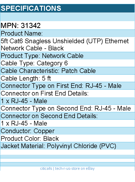 C2G 31342 5ft Cat6 Snagless Unshielded UTP Ethernet Network Patch Cable