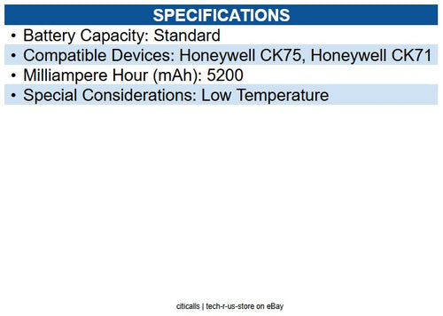 Honeywell 318-046-114 1001AB01 Battery for Handheld Computer - 5500 mAh - 20 Wh